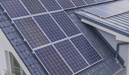 solar panel on blue roof