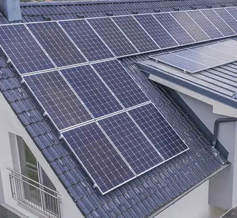 solar panel on blue roof